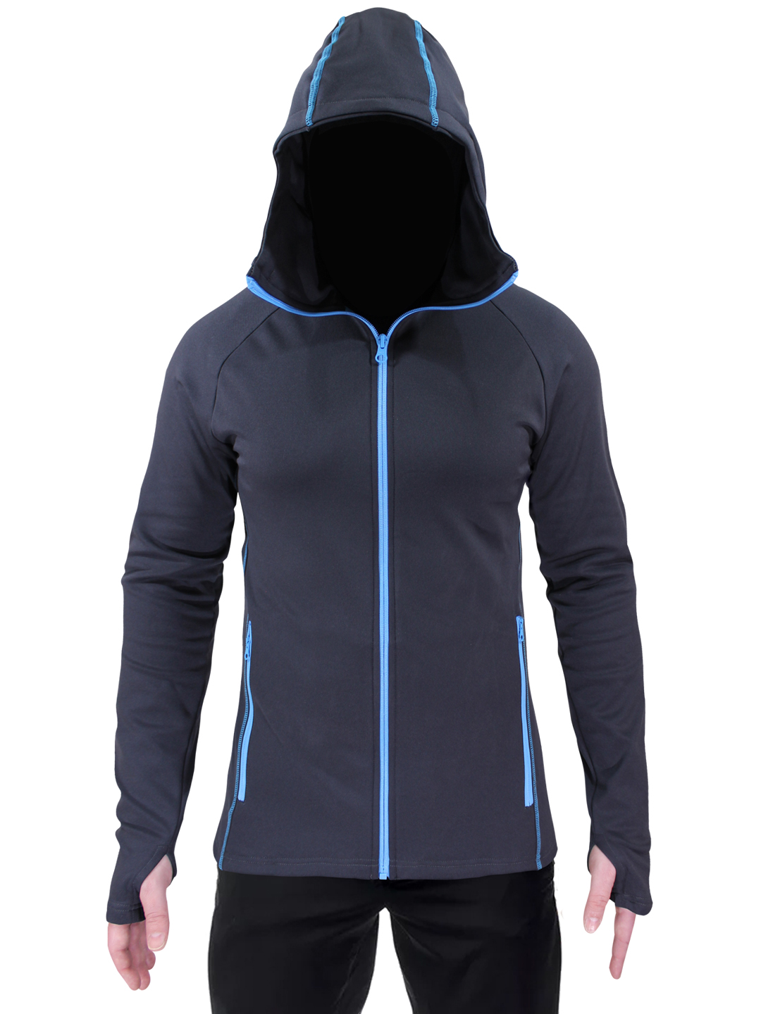 Kapşonlu Outdoor Polar Sweatshirt Gri Ön