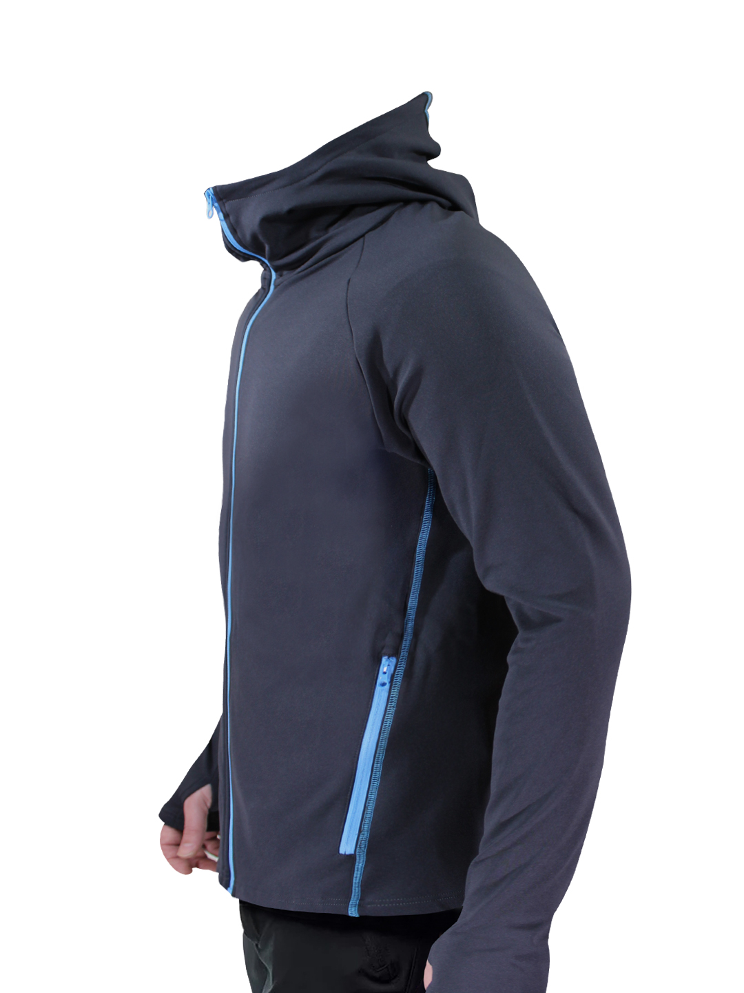 Kapşonlu Outdoor Polar Sweatshirt Gri Yan