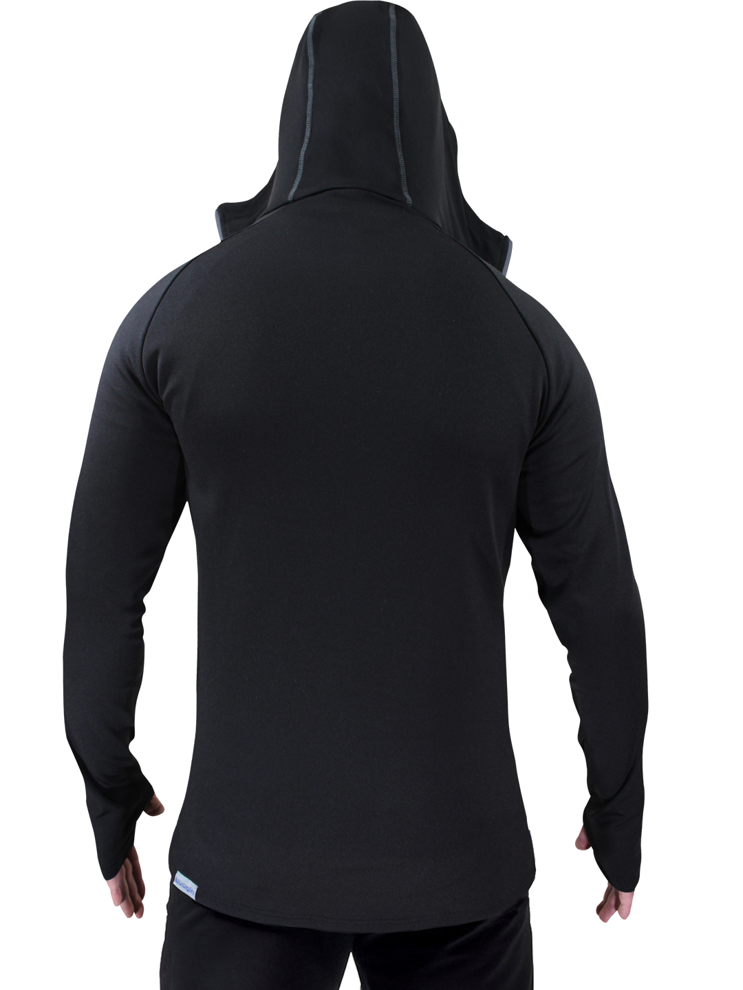 Kapşonlu Outdoor Polar Sweatshirt Siyah Arka